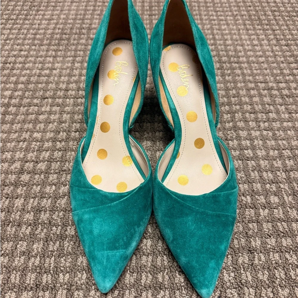 Boden Beautiful Green (Teal) Suede Heels - Like New sz 40.5 - Picture 1 of 6
